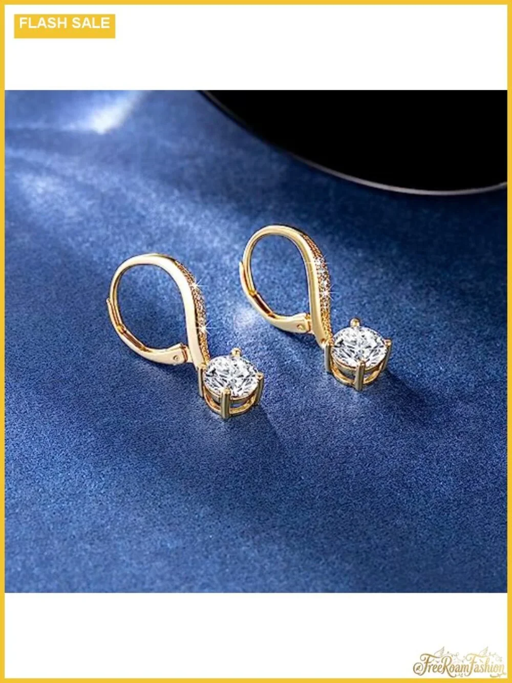 14k Gold Plated Dangle Earrings Cubic Zirconia Leverback Drop